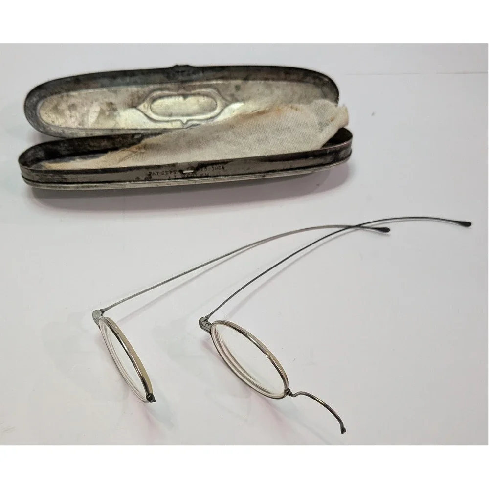 Bausch & Lomb Antique Spectacles Case Unisex  Silver Fair 1864 Patent Civil War